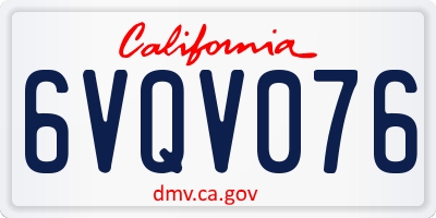 CA license plate 6VQV076