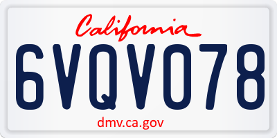 CA license plate 6VQV078