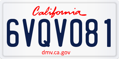 CA license plate 6VQV081