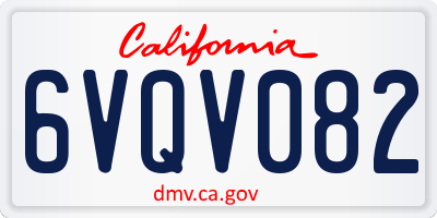 CA license plate 6VQV082