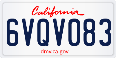 CA license plate 6VQV083