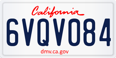 CA license plate 6VQV084