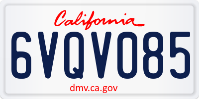CA license plate 6VQV085