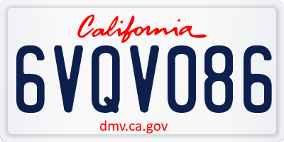 CA license plate 6VQV086