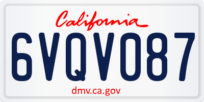 CA license plate 6VQV087