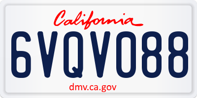 CA license plate 6VQV088