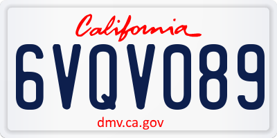 CA license plate 6VQV089
