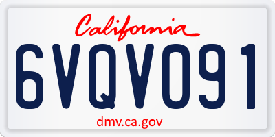 CA license plate 6VQV091