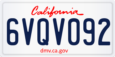 CA license plate 6VQV092