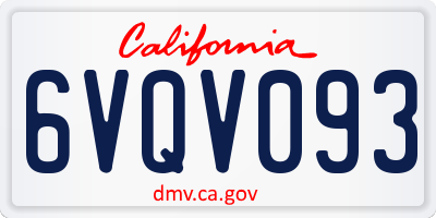 CA license plate 6VQV093