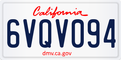 CA license plate 6VQV094