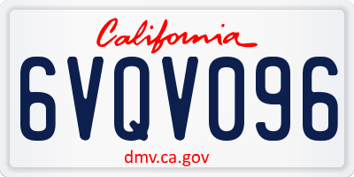 CA license plate 6VQV096