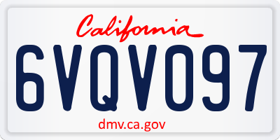 CA license plate 6VQV097
