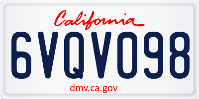 CA license plate 6VQV098