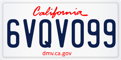 CA license plate 6VQV099