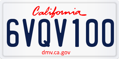 CA license plate 6VQV100