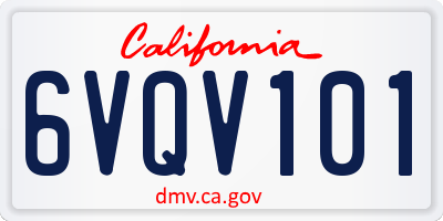 CA license plate 6VQV101