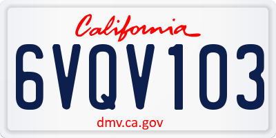 CA license plate 6VQV103