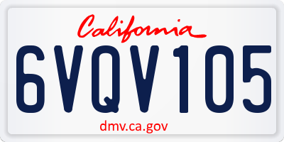 CA license plate 6VQV105