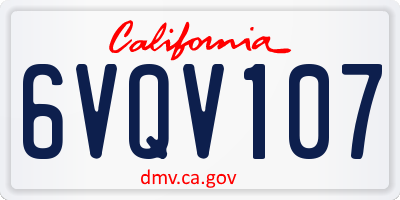 CA license plate 6VQV107