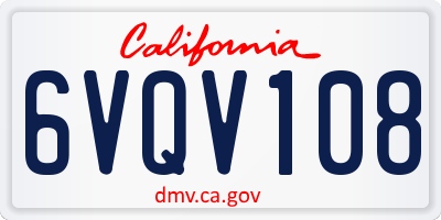 CA license plate 6VQV108