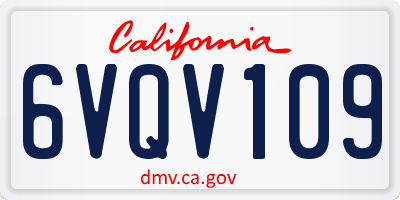 CA license plate 6VQV109