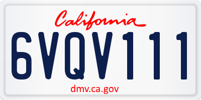 CA license plate 6VQV111