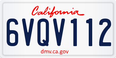 CA license plate 6VQV112