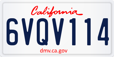 CA license plate 6VQV114
