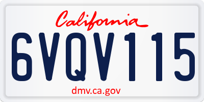 CA license plate 6VQV115
