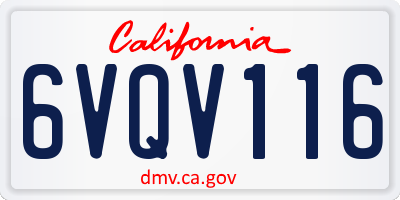 CA license plate 6VQV116