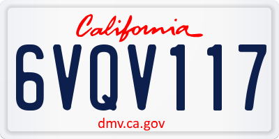 CA license plate 6VQV117
