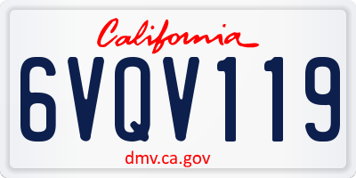 CA license plate 6VQV119