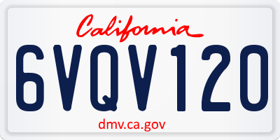 CA license plate 6VQV120