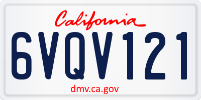 CA license plate 6VQV121