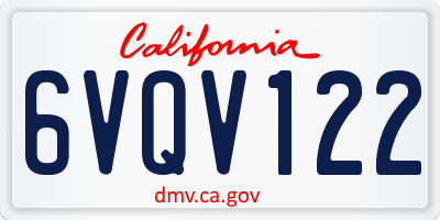 CA license plate 6VQV122