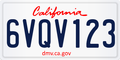 CA license plate 6VQV123