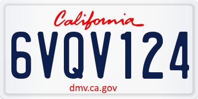 CA license plate 6VQV124