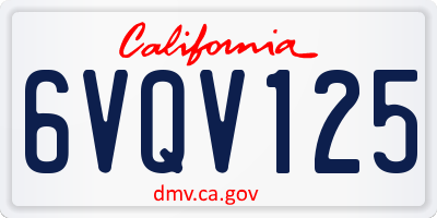 CA license plate 6VQV125