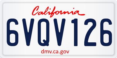 CA license plate 6VQV126