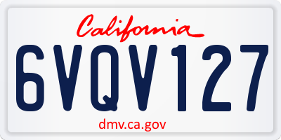 CA license plate 6VQV127
