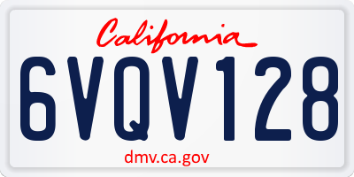 CA license plate 6VQV128