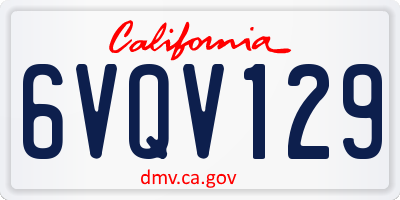 CA license plate 6VQV129
