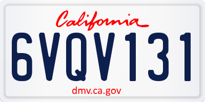 CA license plate 6VQV131