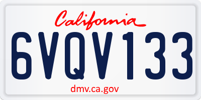 CA license plate 6VQV133