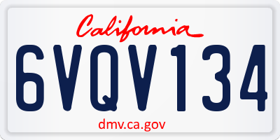 CA license plate 6VQV134