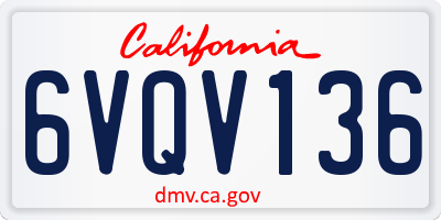CA license plate 6VQV136