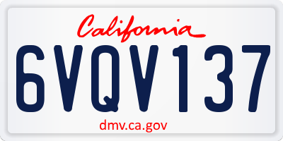 CA license plate 6VQV137