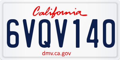 CA license plate 6VQV140