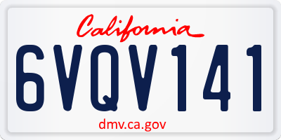 CA license plate 6VQV141